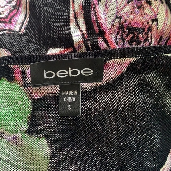 Bebe Pink/White Sequinned Floral Mini Length Dress Size S - Picture 10 of 13